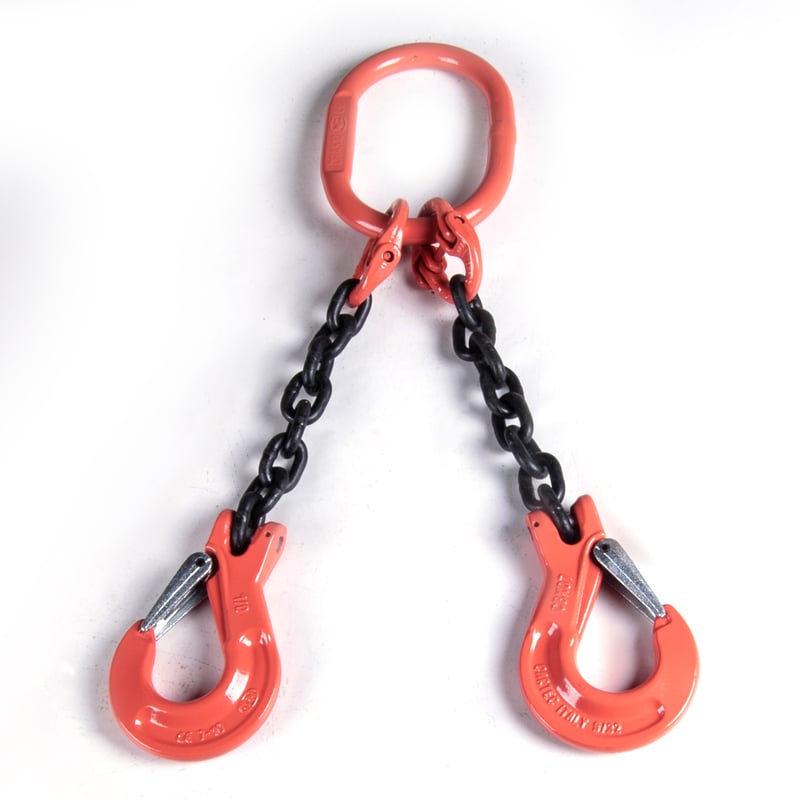 Chain Sling, Alloy, Type DOS, Double Leg, 1/2″ Chain x 24″ Reach, Sling Hooks with Safety Latches