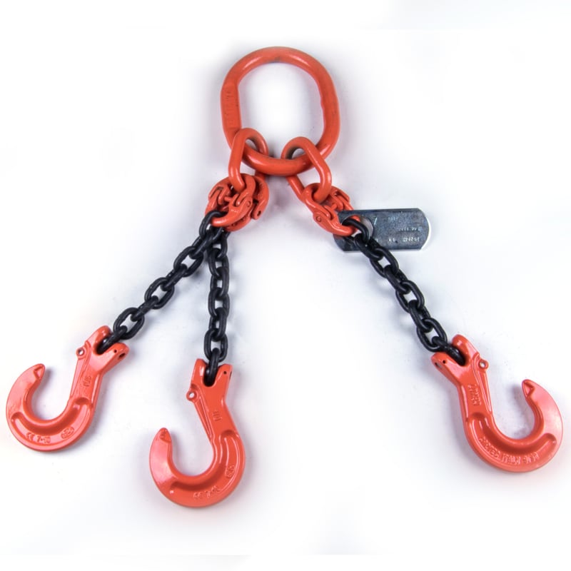Chain Sling, Alloy, Type TOS, Three Leg, 3/8″ Chain x 48″ Reach, Standard Sling Hooks