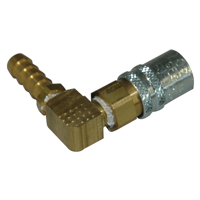Coupler, Water, 1/4″ Passage, 90 Degree, 5/16″ Inside Diameter Hose, Valved, 215V Series.