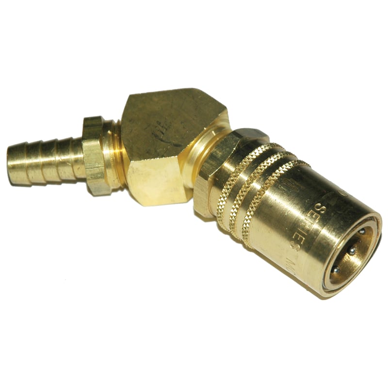 Coupler, 1/2″ Passage, 45 Degree, 1/2″ Hose, 524 Series.