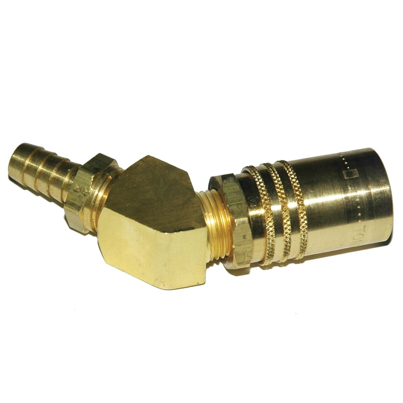 Coupler, 1/2" Passage, 45 Degree, 1/2" Hose, 524 Series.