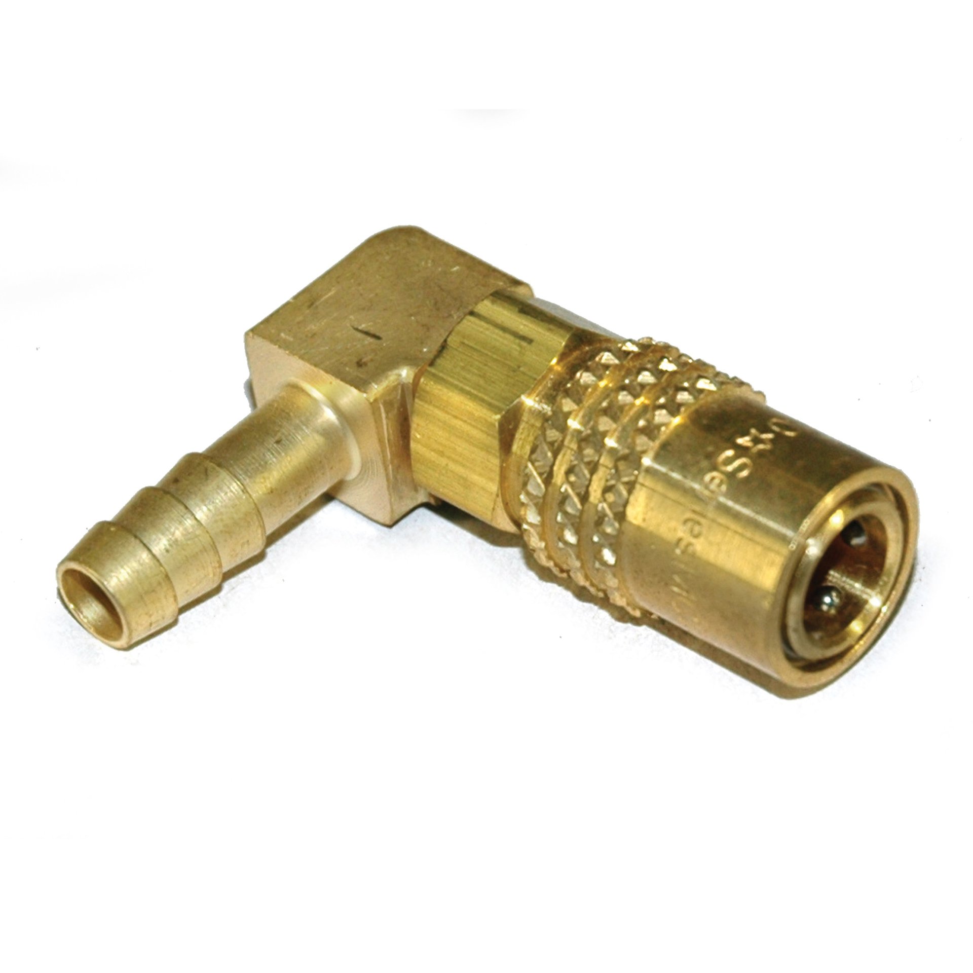 Coupler, Water, 1/4" Passage, 90 Degree, 5/16" ID Hose, 215 Series. - Image 1