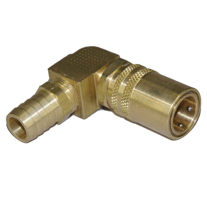 Coupler, 1/2″ Passage, 90 Degree, 3/4″ Hose, 516 Series.