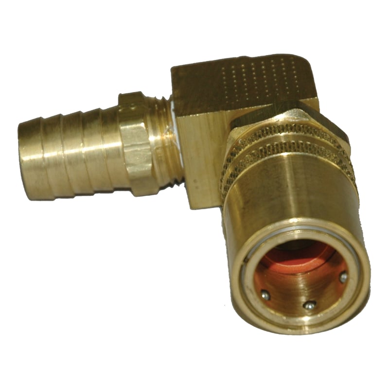 Coupler, 1/2" Passage, 90 Degree, 3/4" Hose, 516 Series.