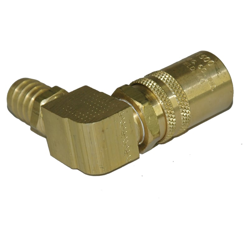Coupler, 1/2" Passage, 90 Degree, 3/4" Hose, 516 Series.