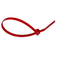 Cable Tie, Nylon, 4″ Overall Length, 18 lb Minimum Tensile Strength, 100 Per Bag, Color: Red