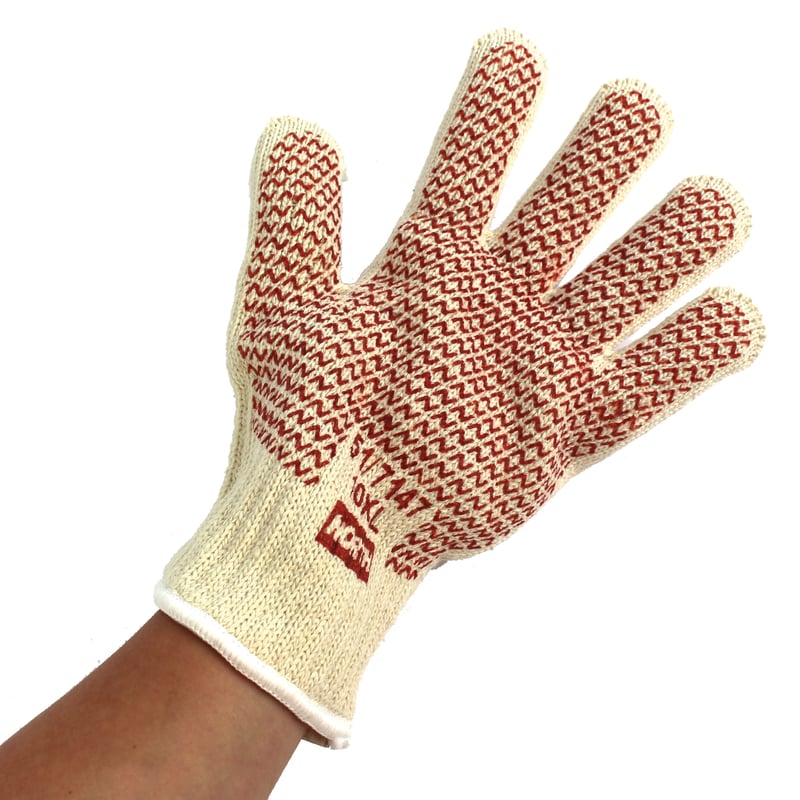 Gloves, Safety, Hot Mill Machine Knit 400 Degree with Nitrile “N” Pattern, One Pair