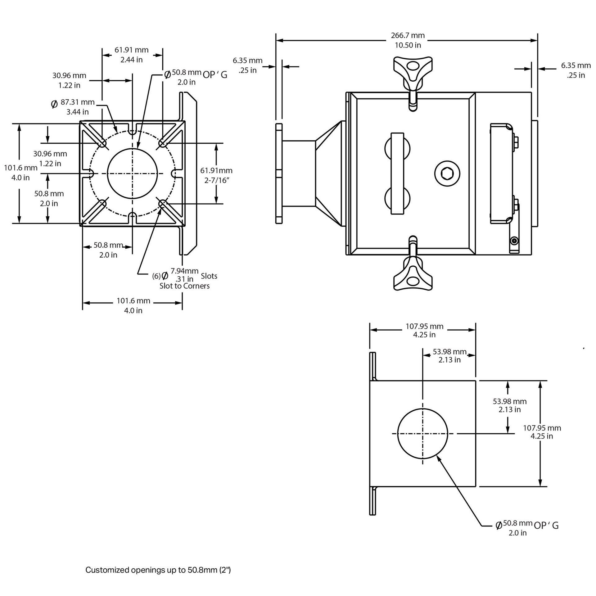 Drawer Magnet, 4" x 4", with Undrilled Blank Steel Top Flange and Universal Slotted Bottom Flange - Image 4