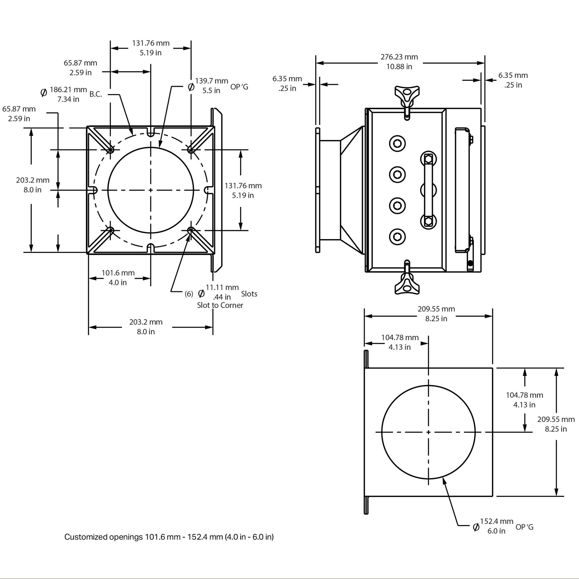 Drawer Magnet, 8" x 8", with Undrilled Blank Steel Top Flange and Universal Slotted Bottom Flange - Image 4