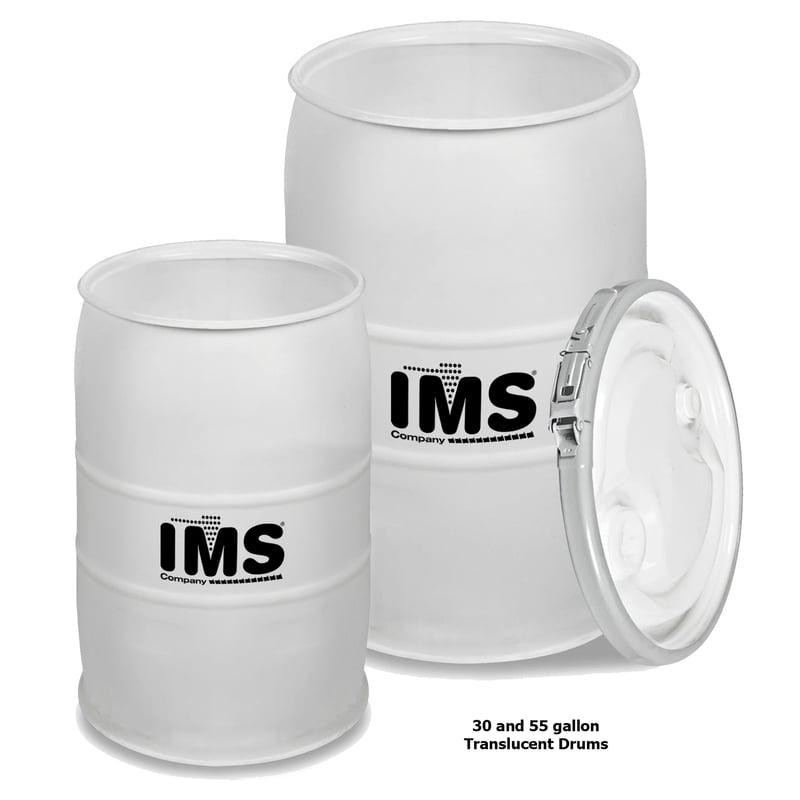 Plastic Drum with Lid, 55 Gallon, Natural Translucent Color