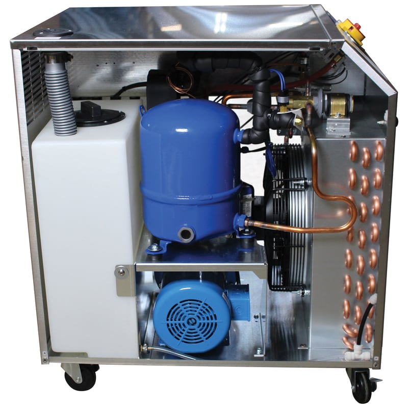 Chiller, J Series, 12000 Btu/hr, 460/60/3 Volt, Includes Auto Water Fill, Complete with Casters.