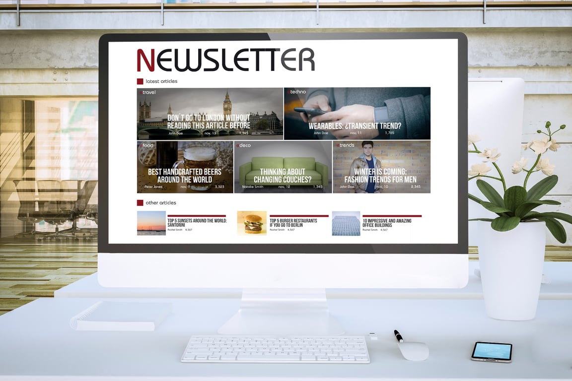 hotel newsletter on a computer
