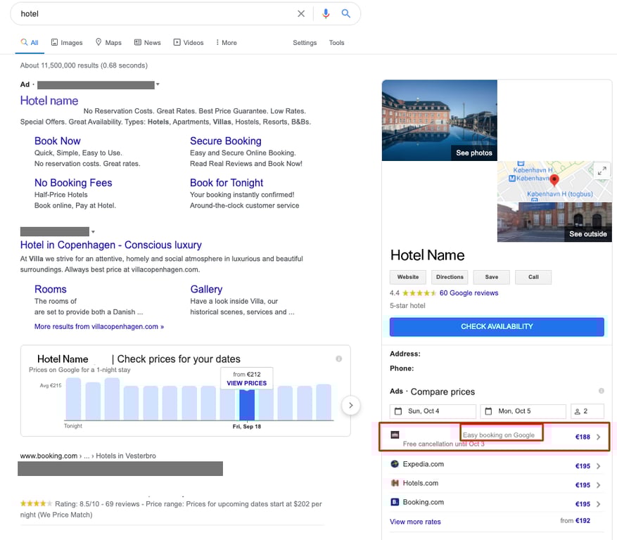 Google Hotel Ads on Google Search