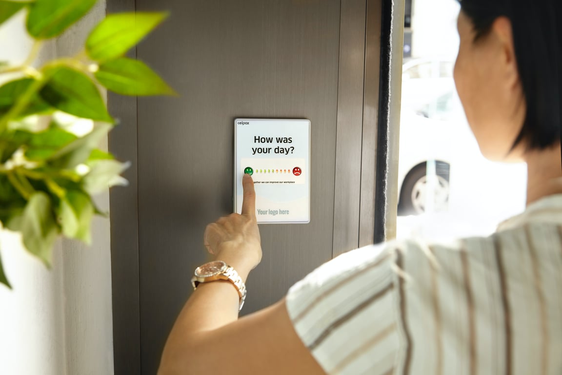 Live, interactive guest survey on a tablet