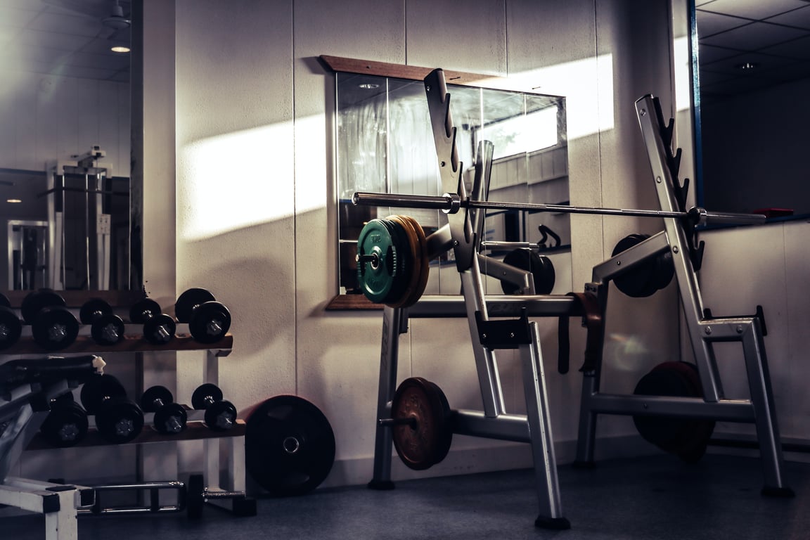 Gym equipment in a hotel