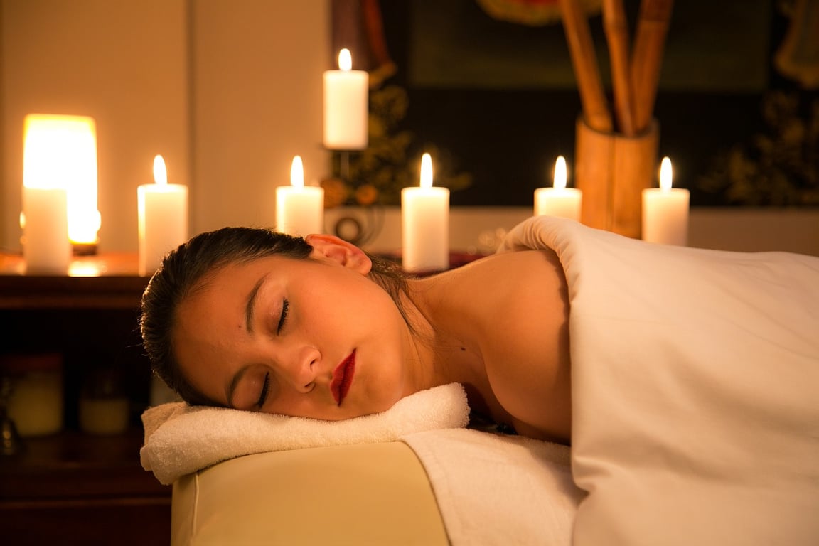 A woman getting a massage and relaxing