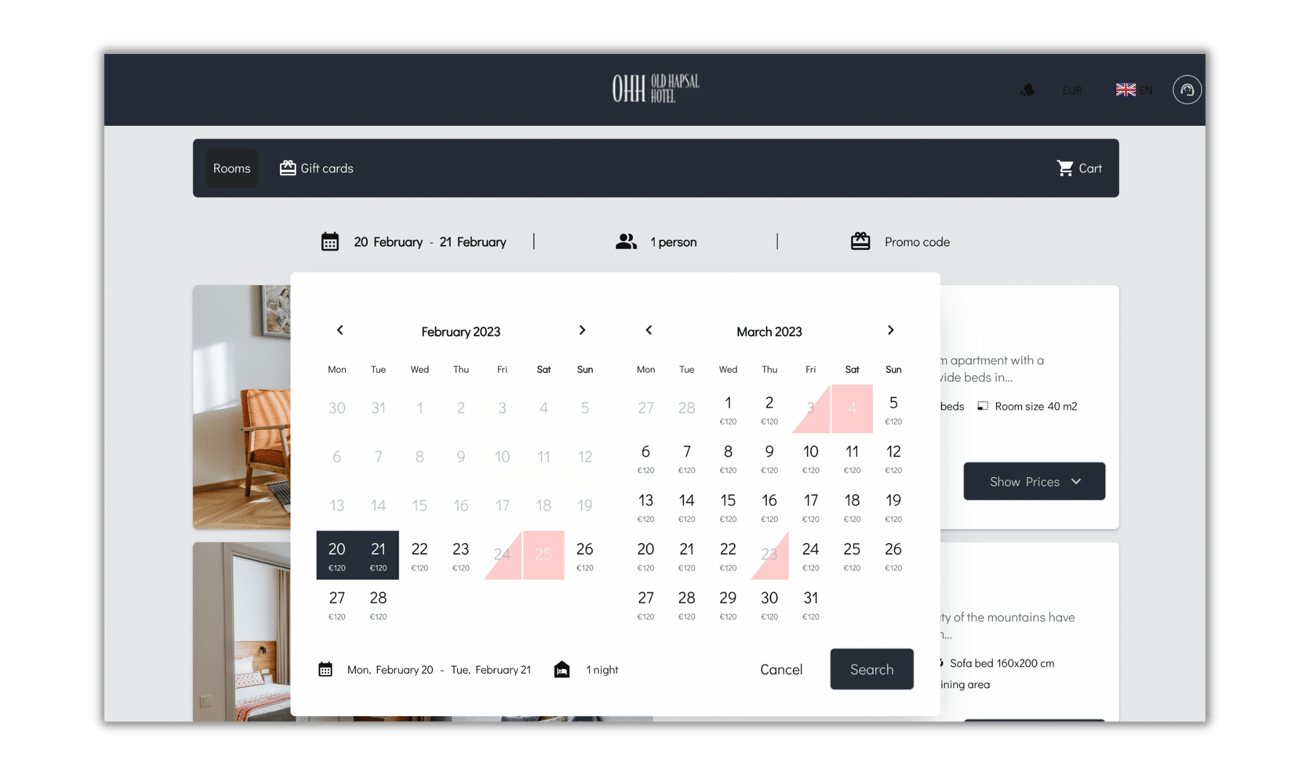 ED for hotels - Booking Engine Screenshot