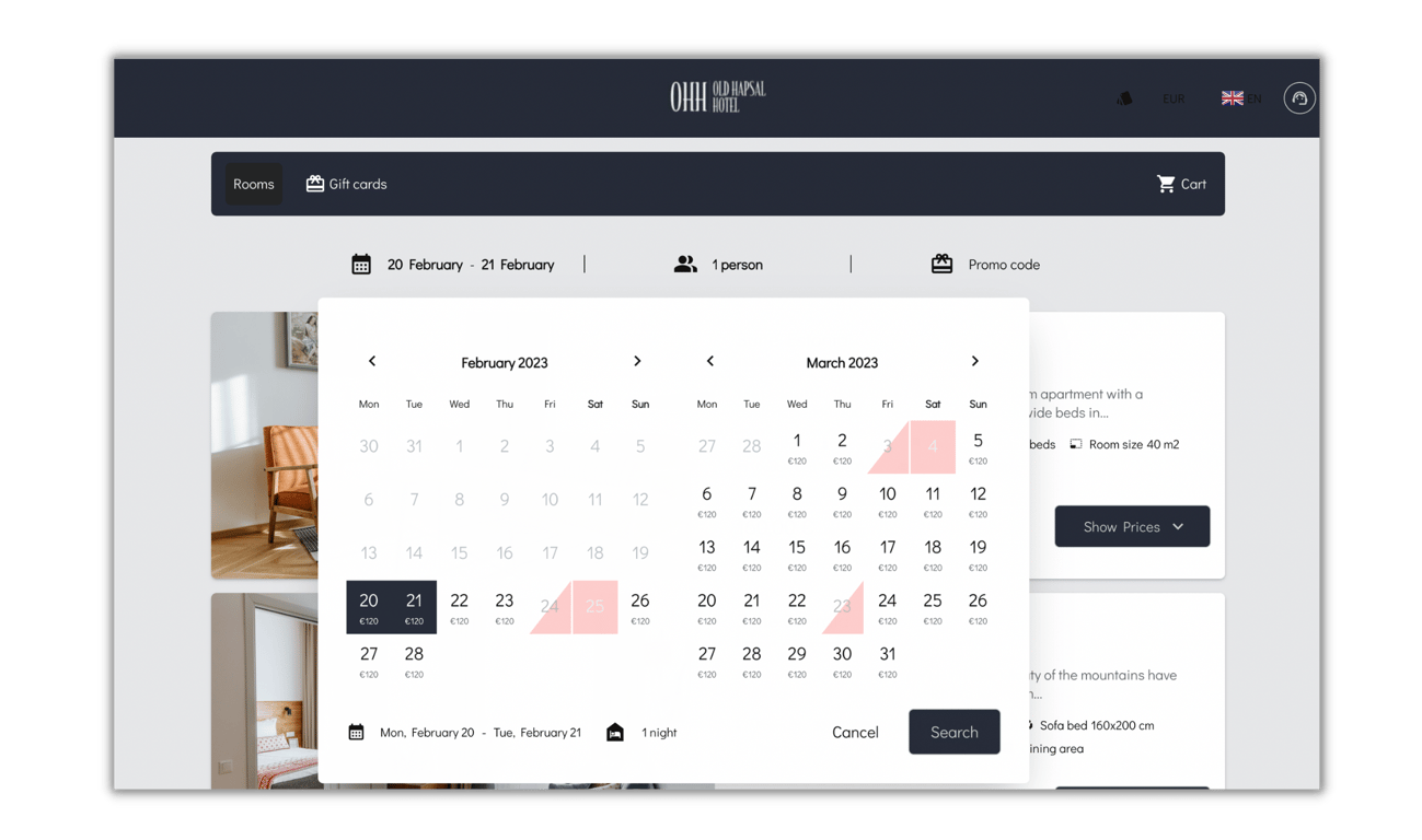 ED for hotels - Booking Engine Software Screenshot