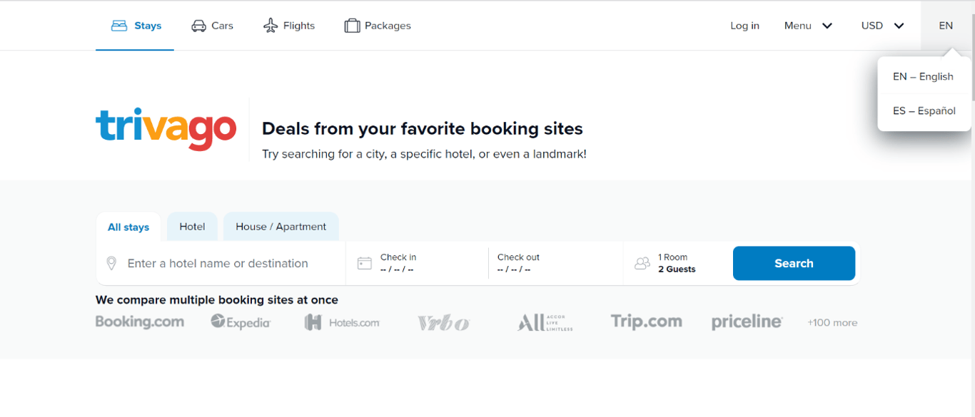 Trivago Homepage