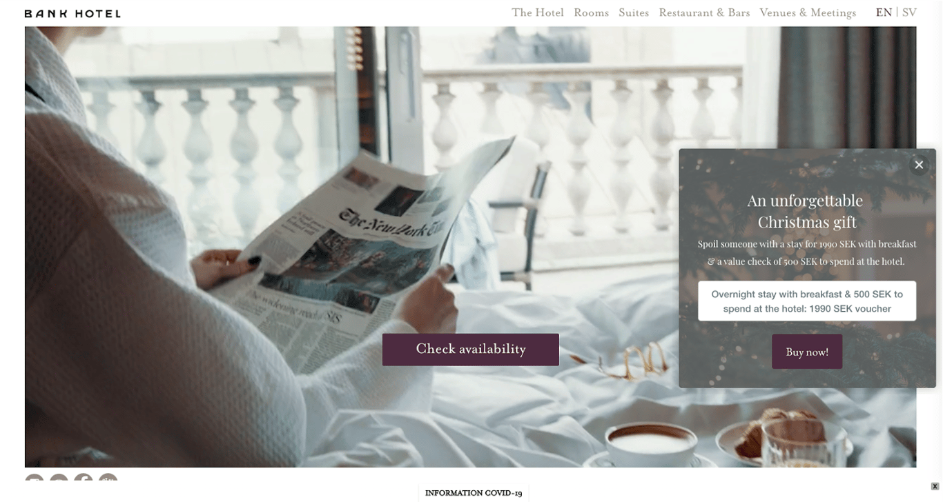 Hotel website featuring The Hotels Network