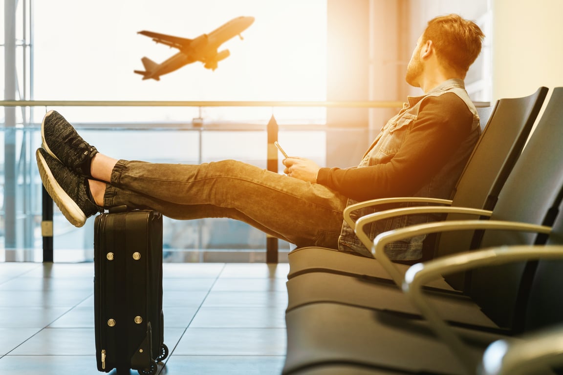 Airplane taking off in airport