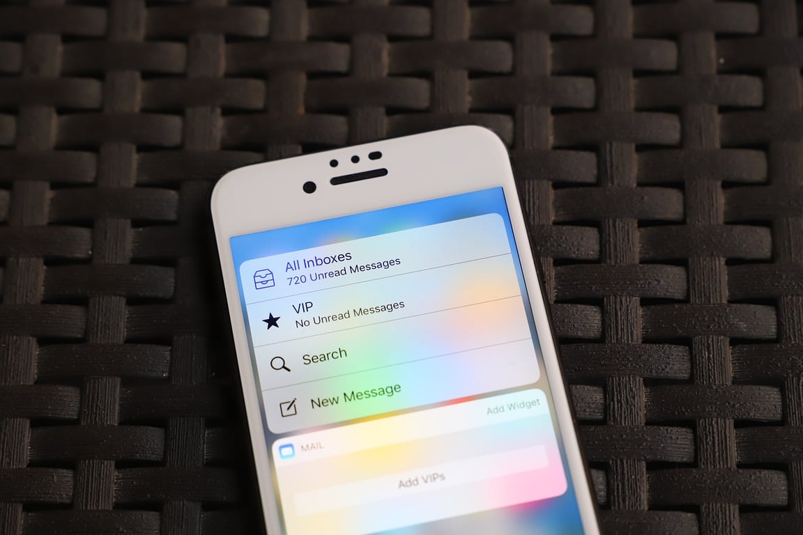 An iPhone showing an email notification.