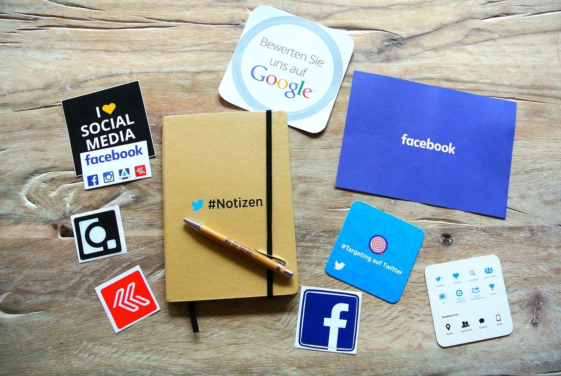 Collage of social media platform icons showing hotel content.