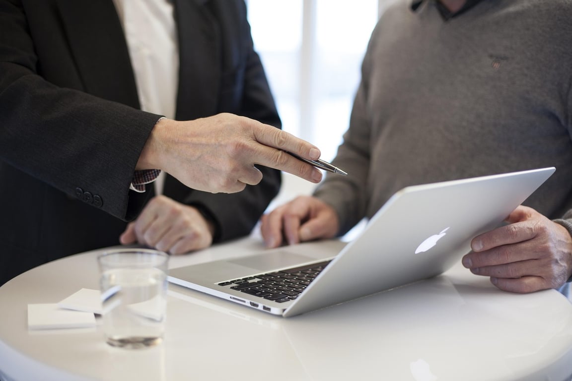 A business consultant reviews a hotel