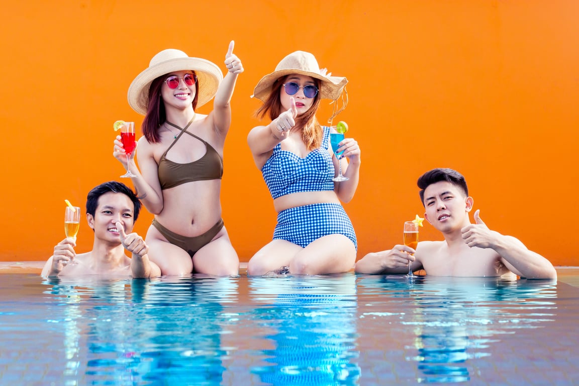 Happy guests in a resort