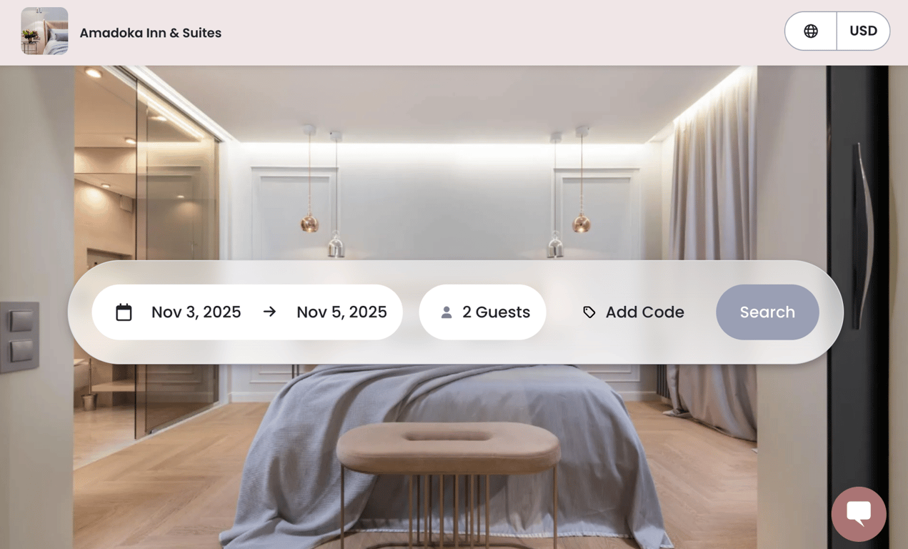 A computer screen displaying a hotel booking engine interface with graphs and booking data.