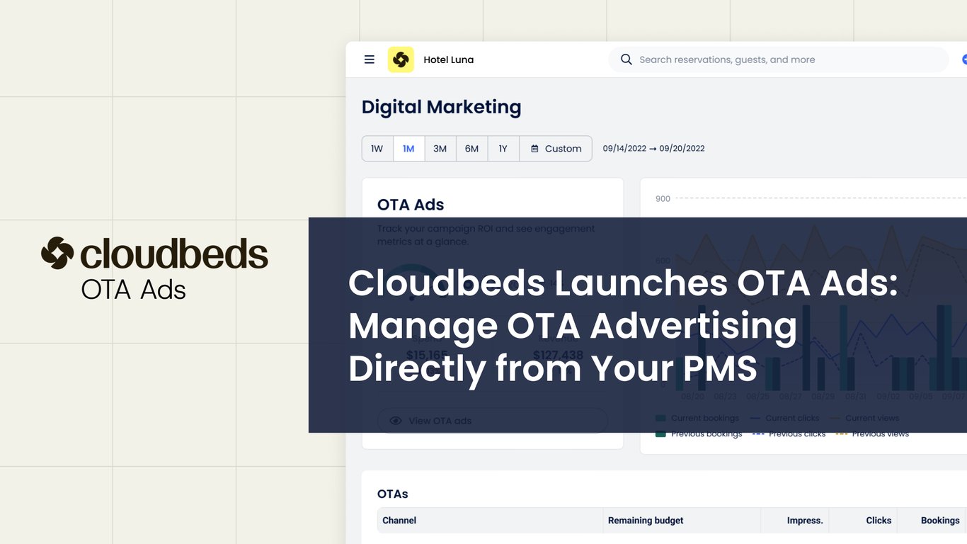 Cloudbeds Launches OTA Ads: Manage OTA Advertising Directly from Your PMS