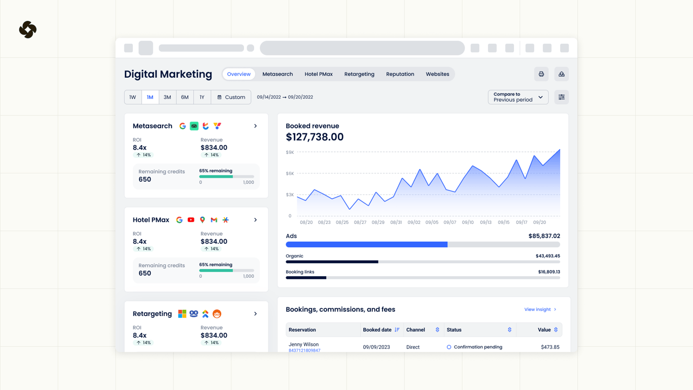 Cloudbeds - Metasearch Management Software Screenshot