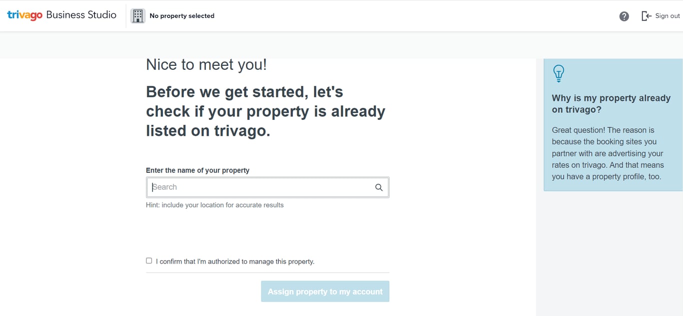 Trivago add listing page