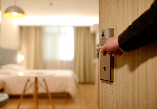 Hotel Room with keyless lock.