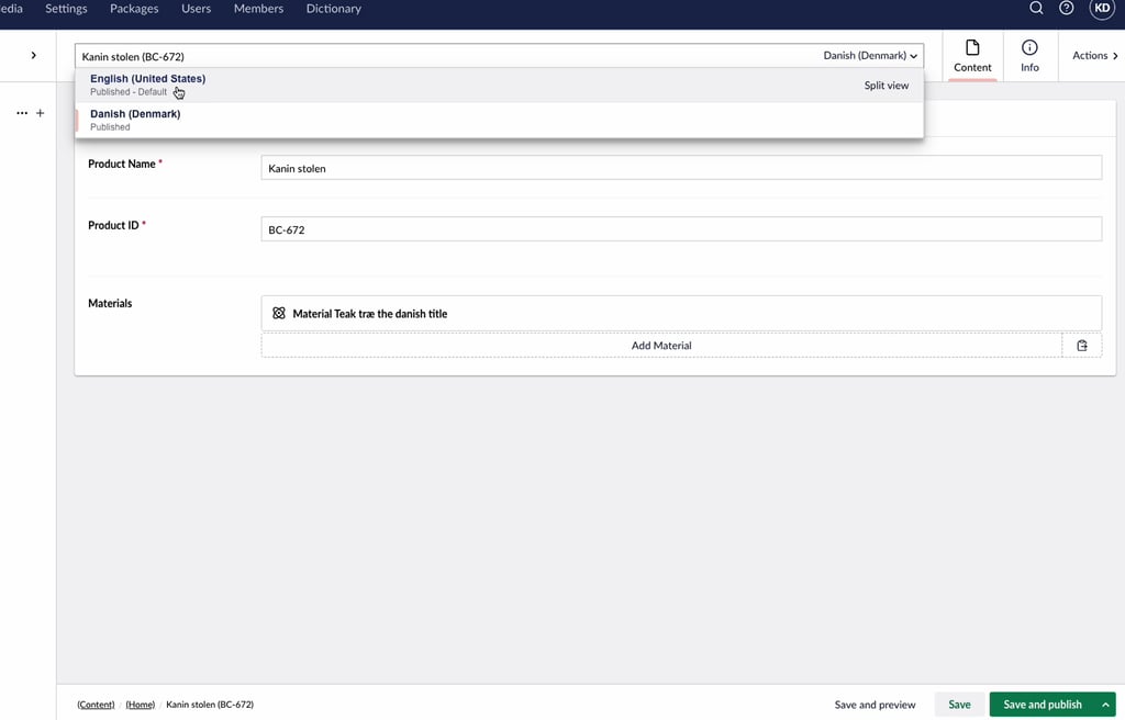 Umbraco 15's multilingual block editing
