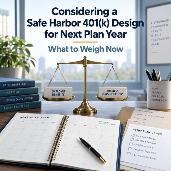 Considering a Safe Harbor 401(k) Design for Next Plan Year: What to Weigh Now