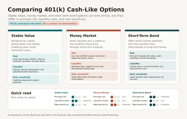 Comparing Stable Value, Money Market, and Short-Term Bond Options