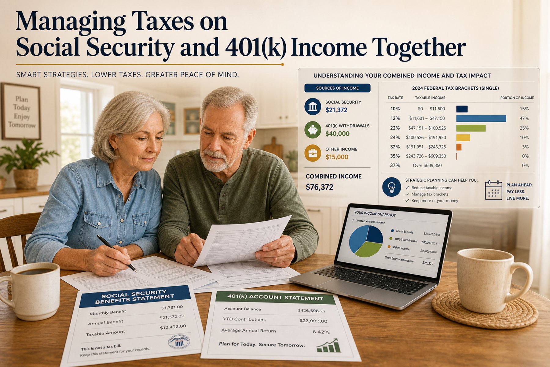 Managing Taxes on Social Security and 401(k) Income Together