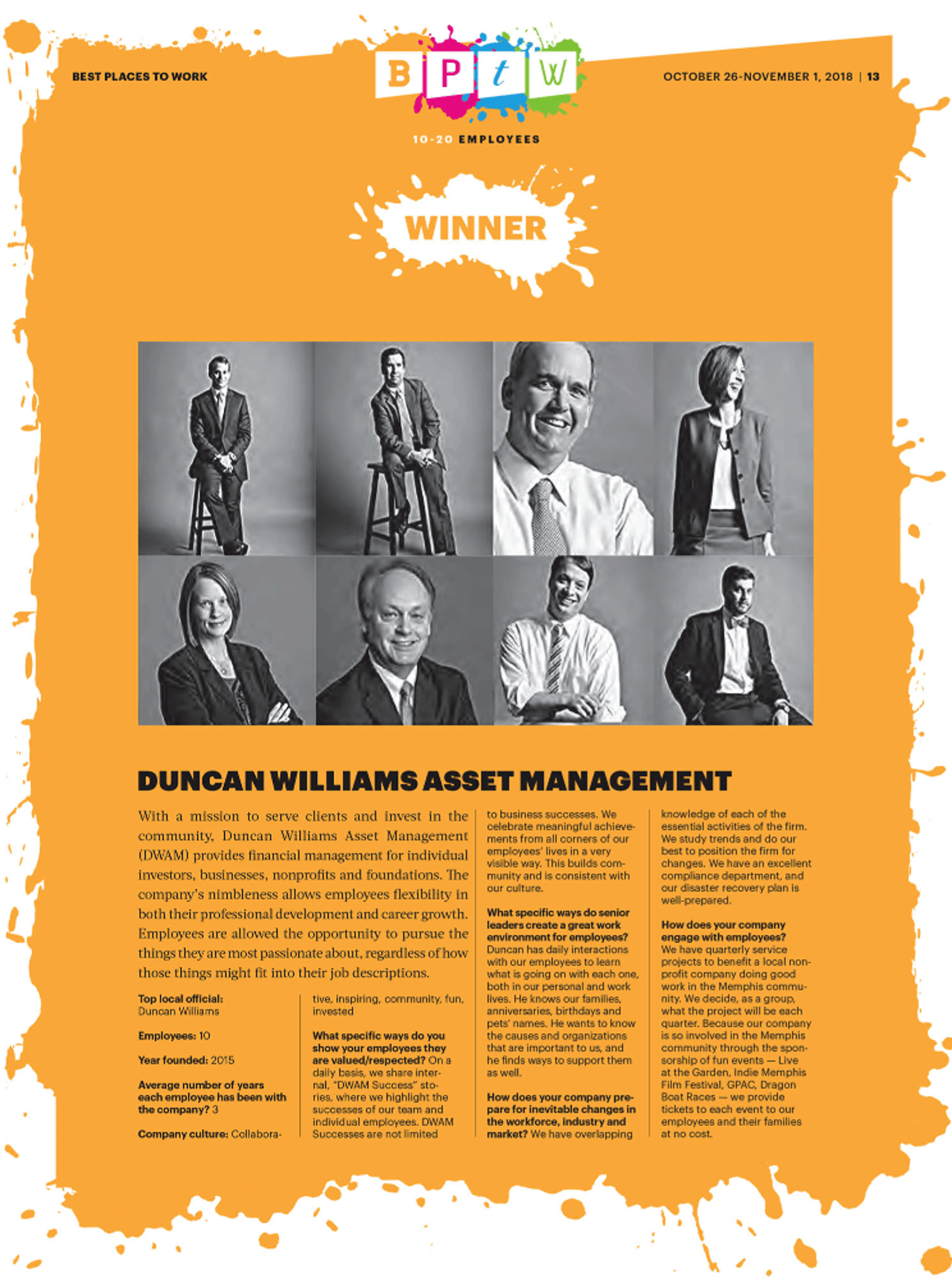 DWAM chosen as the "Best Place To Work"