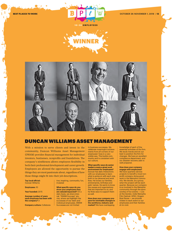 DWAM chosen as the "Best Place To Work"