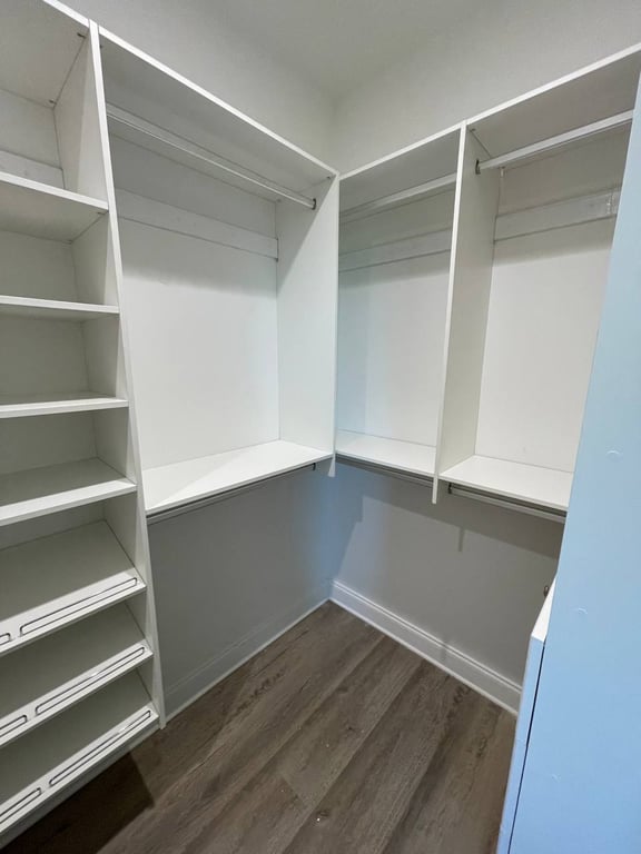 Modern walk-in closet with island