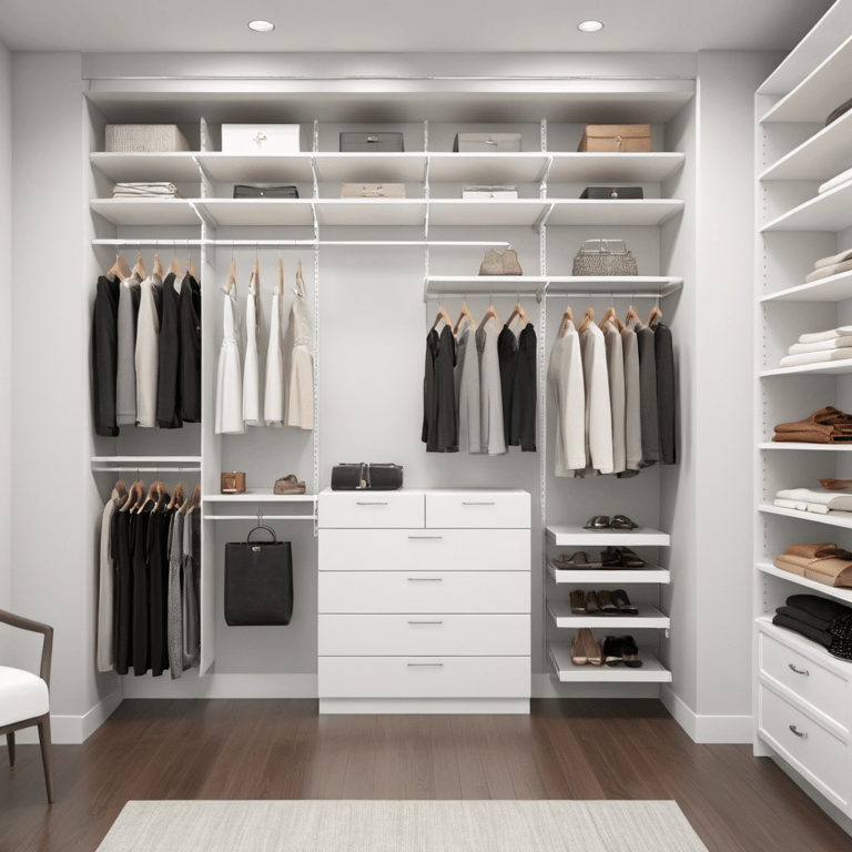 Reach-in closet with integrated lighting