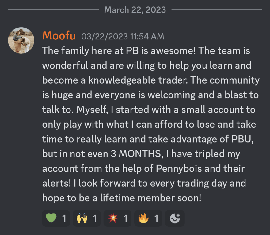 Testimonial from PB Alerts member Moofu - The family here at PB is awesome! (03/22/23)