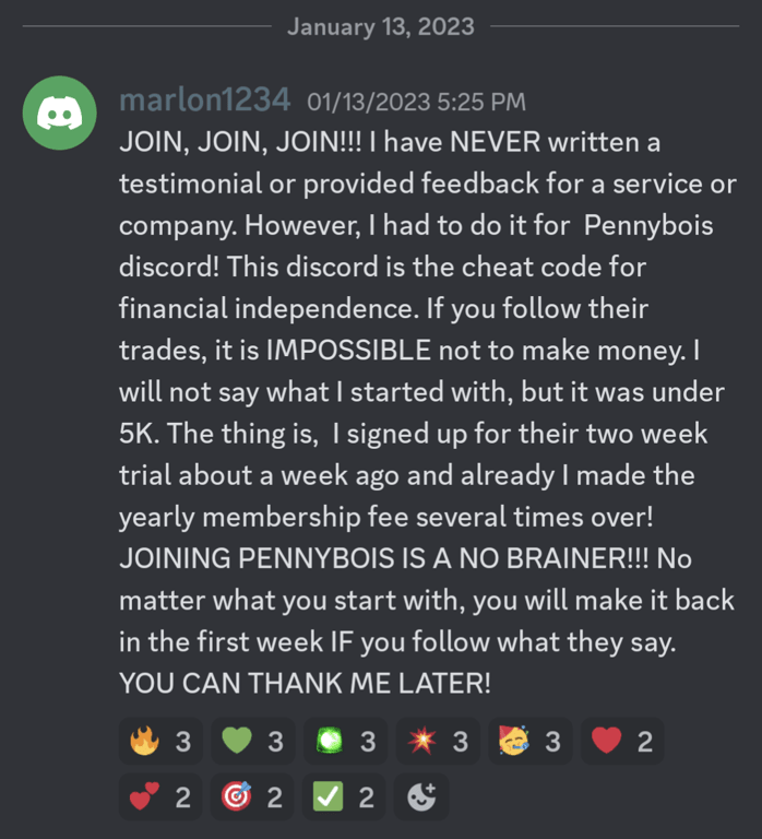 Testimonial from PB Alerts member marlon1234 - I made the yearly membership fee several times over! (01/13/23)