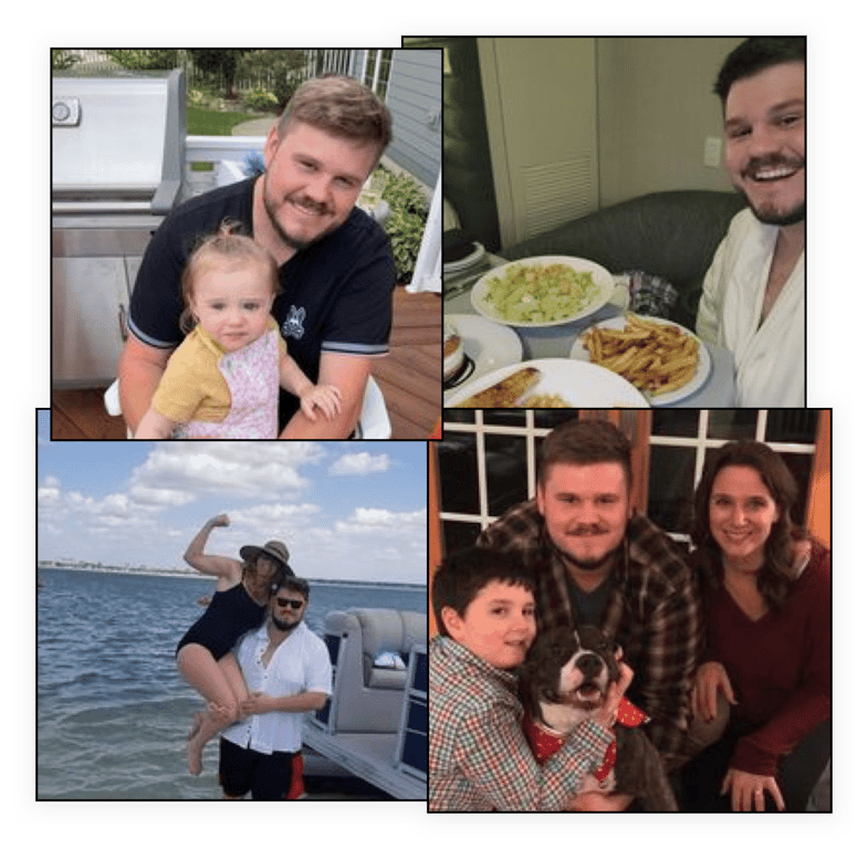 Pictures of Austin Wynn, founder of Lunchbreak Trader with his family