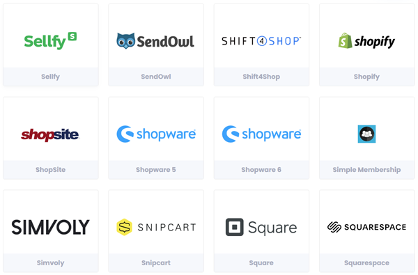 A logo wall showing some of the affiliate plugins that integrate seamlessly into our affiliate software.