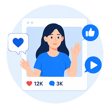 A social media management icon to represent the influence and content creator industry where our influencer affiliate software provides affiliate program management solutions.