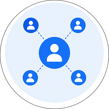 Connecting partners icon to represent the ecommerce industry where our affiliate software for ecommerce provides affiliate program management solutions.