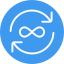 Infinity recurring icon to represent the automation of commission management with iDevAffiliate management software.