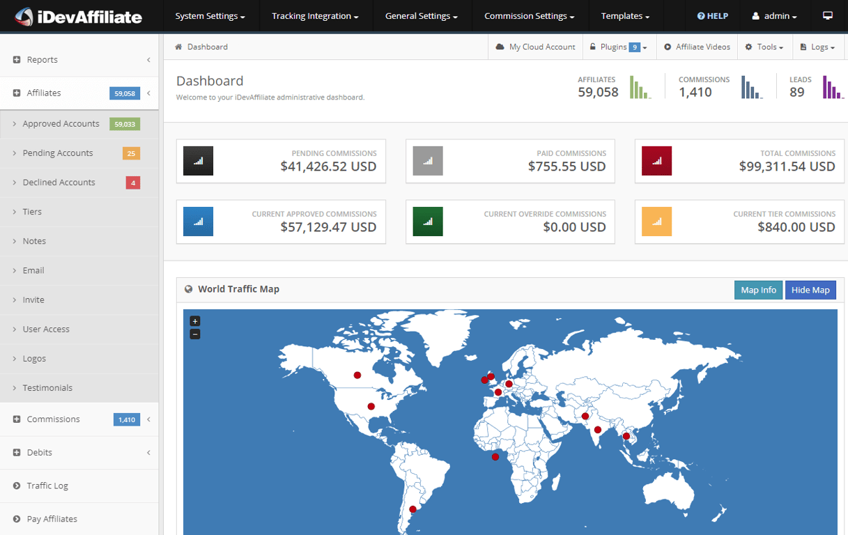 idevaffiliate dashboard